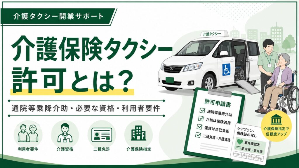 介護保険タクシー許可とは?介護保険タクシーを行うための要件や必要な資格など行政書士がわかりやすく解説