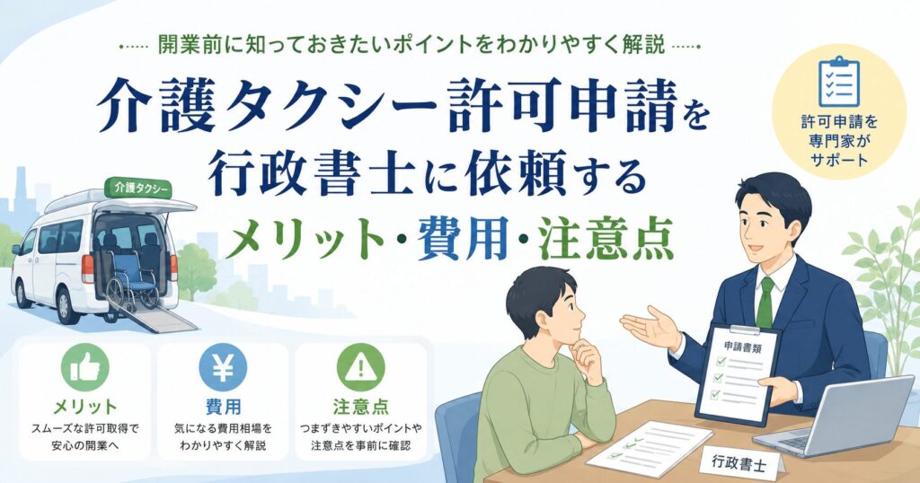 介護タクシー許可申請を行政書士に依頼するメリットや費用、注意点をわかりやすく解説