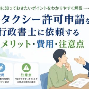 介護タクシー許可申請を行政書士に依頼するメリットや費用、注意点をわかりやすく解説